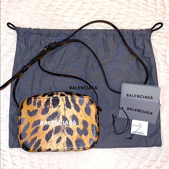 balenciaga leopard camera bag